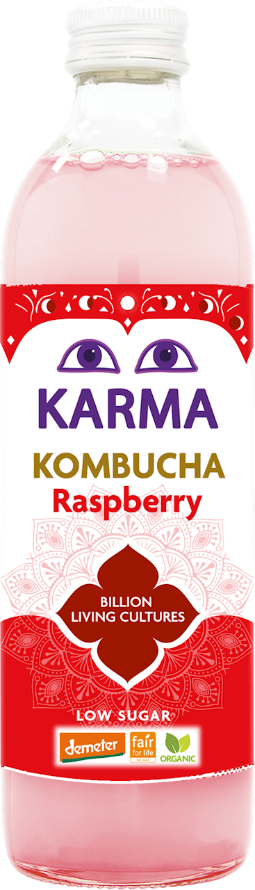 KOMBUCHA O SMAKU MALINOWYM NISKA ZAWARTOŚĆ CUKRÓW FAIR FOR LIFE...