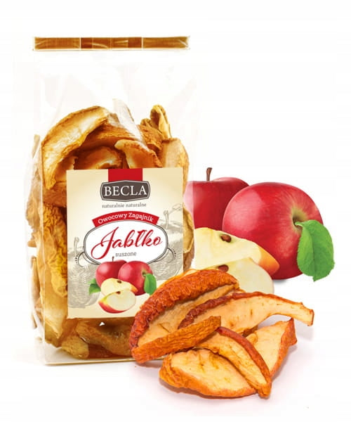 SUSZONE JABŁKO W ĆWIARTKACH CHIPSY JABŁKOWE przekąska PREZENT 100g - BECLA