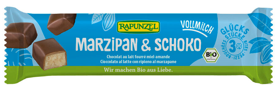BATONIKI MARCEPANOWE Z MIODEM W CZEKOLADZIE MLECZNEJ BIO 50 g - RAPUNZEL