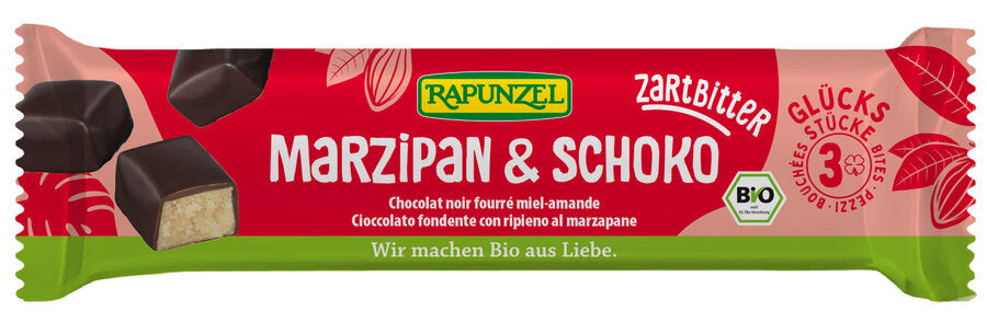 BATONIKI MARCEPANOWE Z MIODEM W CZEKOLADZIE GORZKIEJ BIO 50 g - RAPUNZEL
