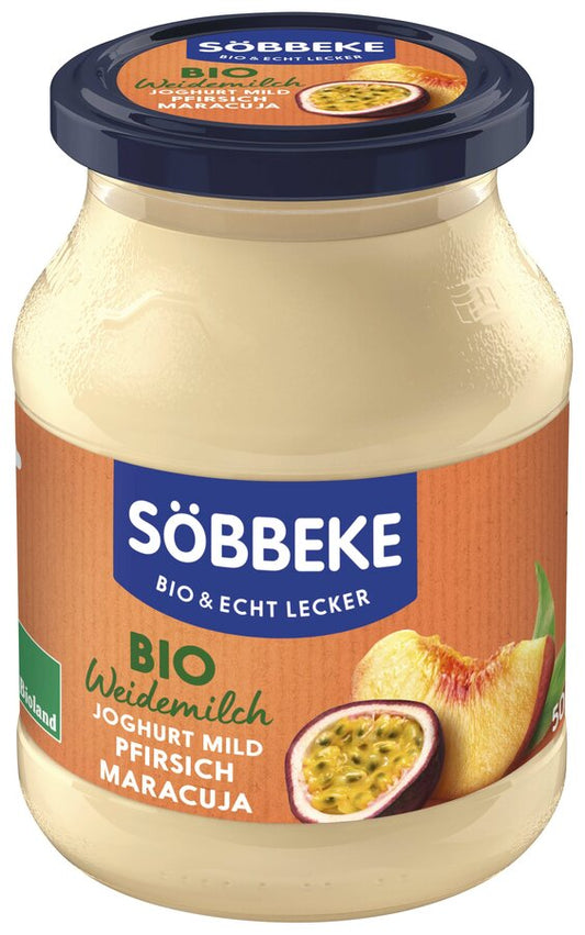 JOGURT KREMOWY BRZOSKWINIA - MARAKUJA BIO 500 g (SŁOIK) - SOBBEKE