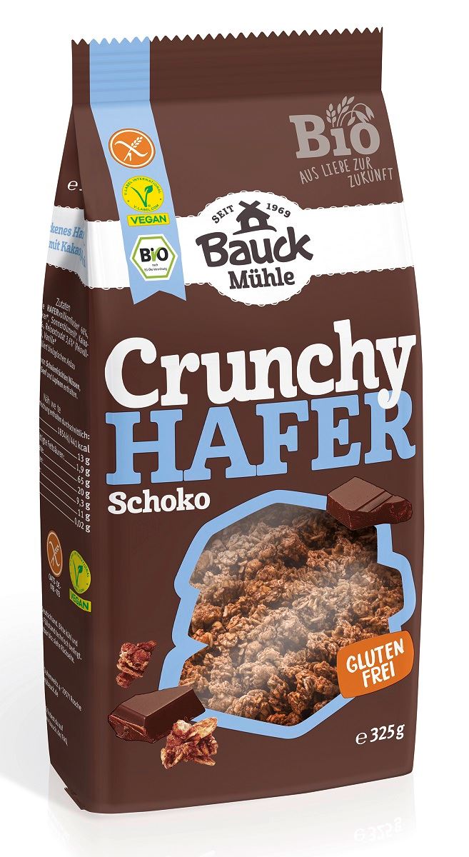 CRUNCHY OWSIANE KAKAOWE BEZGLUTENOWE BIO 325 g - BAUCK MUHLE