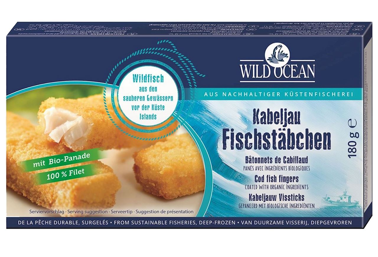 PALUSZKI RYBNE Z DORSZA W BIO PANIERCE MROŻONE 180 g - WILD OCEAN