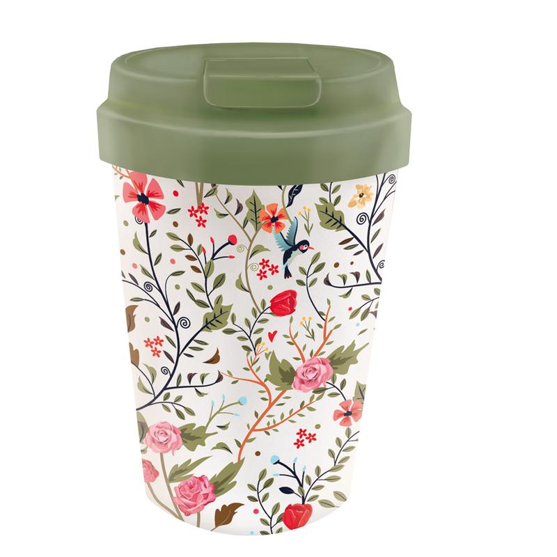 KUBEK PODRÓŻNY PTAKI I KWIATY 350 ml - CHIC-MIC