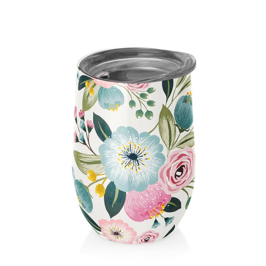 KUBEK TERMICZNY Z POKRYWKĄ PASTELOWE KWIATY 420 ml - CHIC-MIC
