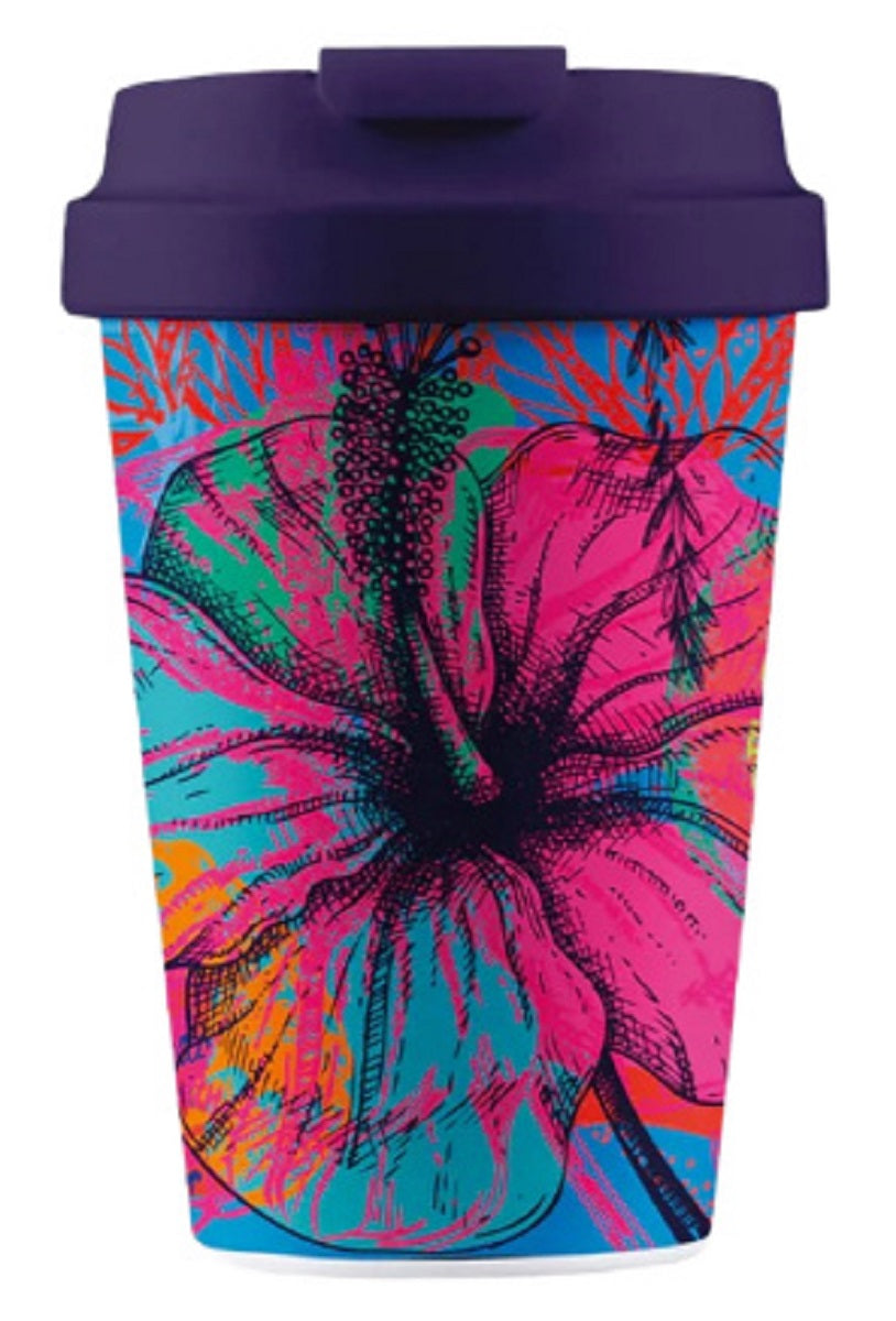 KUBEK PODRÓŻNY KOLOROWY OGRÓD 350 ml - CHIC-MIC