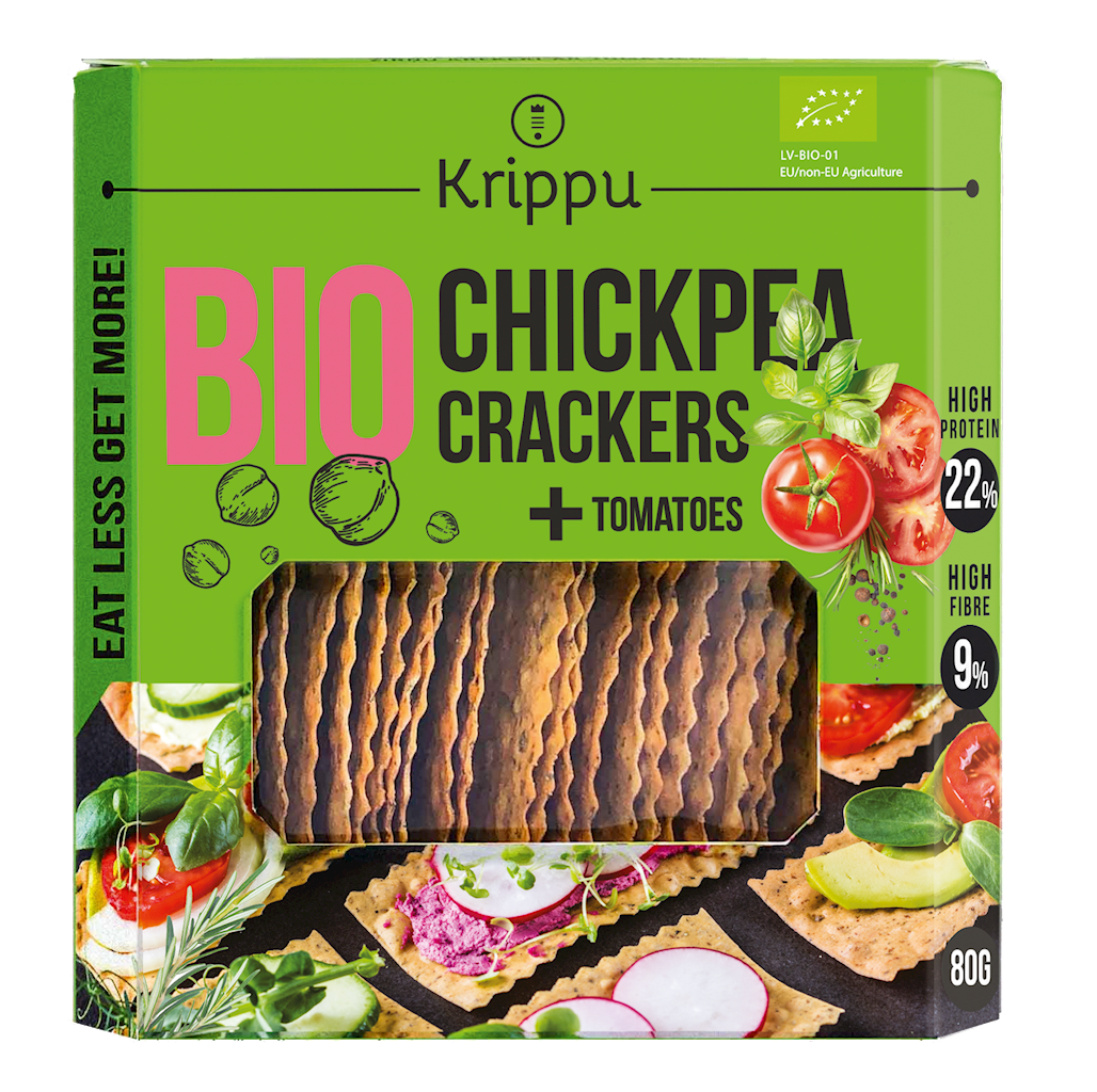 KRAKERSY PROTEINOWE Z CIECIERZYCY Z POMIDOREM BIO 80 g - KRIPPU