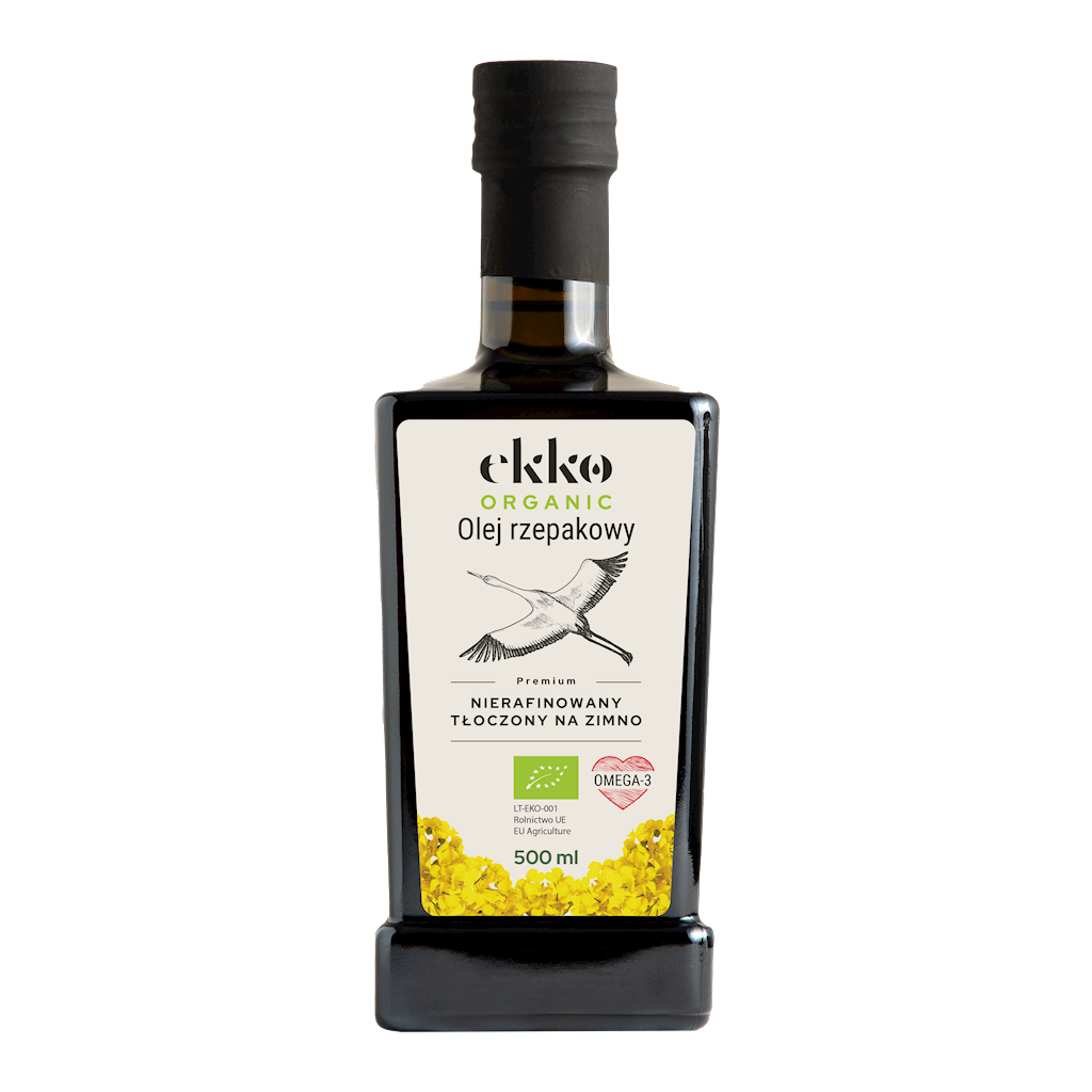 OLEJ RZEPAKOWY TŁOCZONY NA ZIMNO OMEGA-3 BIO 500 ml - EKKO (PREMIUM)