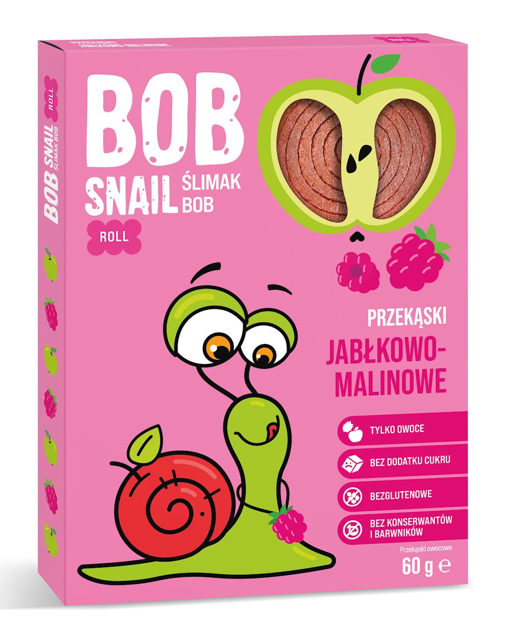PRZEKĄSKA ROLL JABŁKO - MALINA BEZ DODATKU CUKRÓW BEZGLUTENOWA 60 g...