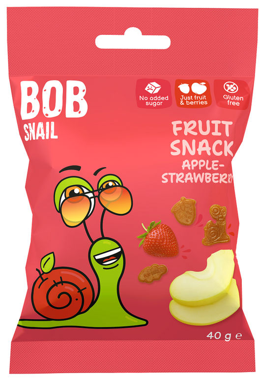 ŻELKI JABŁKO - TRUSKAWKA BEZ ŻELATYNY BEZGLUTENOWE 40 g - BOB SNAIL