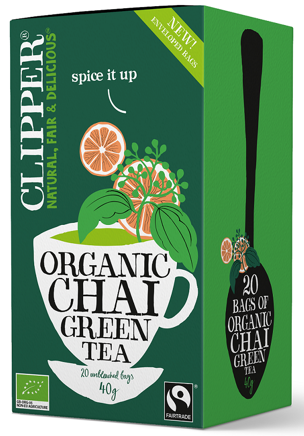 HERBATA ZIELONA CHAI Z CYNAMONEM I KARDAMONEM FAIR TRADE BIO (20 x 2 g)...