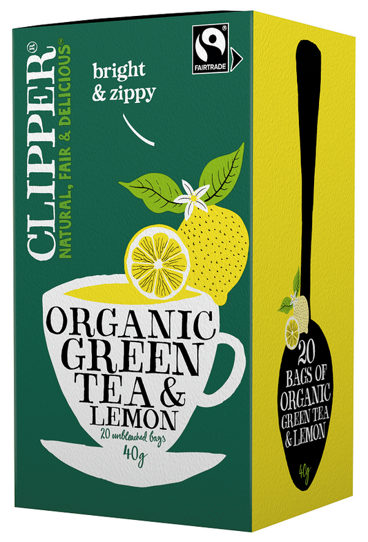 HERBATA ZIELONA Z CYTRYNĄ FAIR TRADE BIO (20 x 2 g) 40 g - CLIPPER