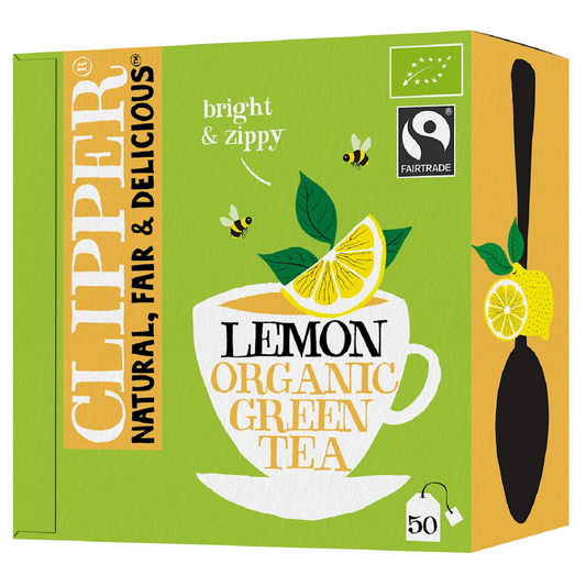 HERBATA ZIELONA Z CYTRYNĄ FAIR TRADE BIO (50 x 1,85 g) 92,5 g - CLIPPER