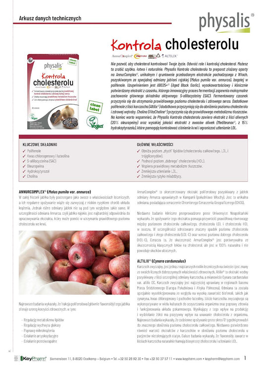 TABLETKI NA KONTROLĘ CHOLESTEROLU 30 szt. - PHYSALIS