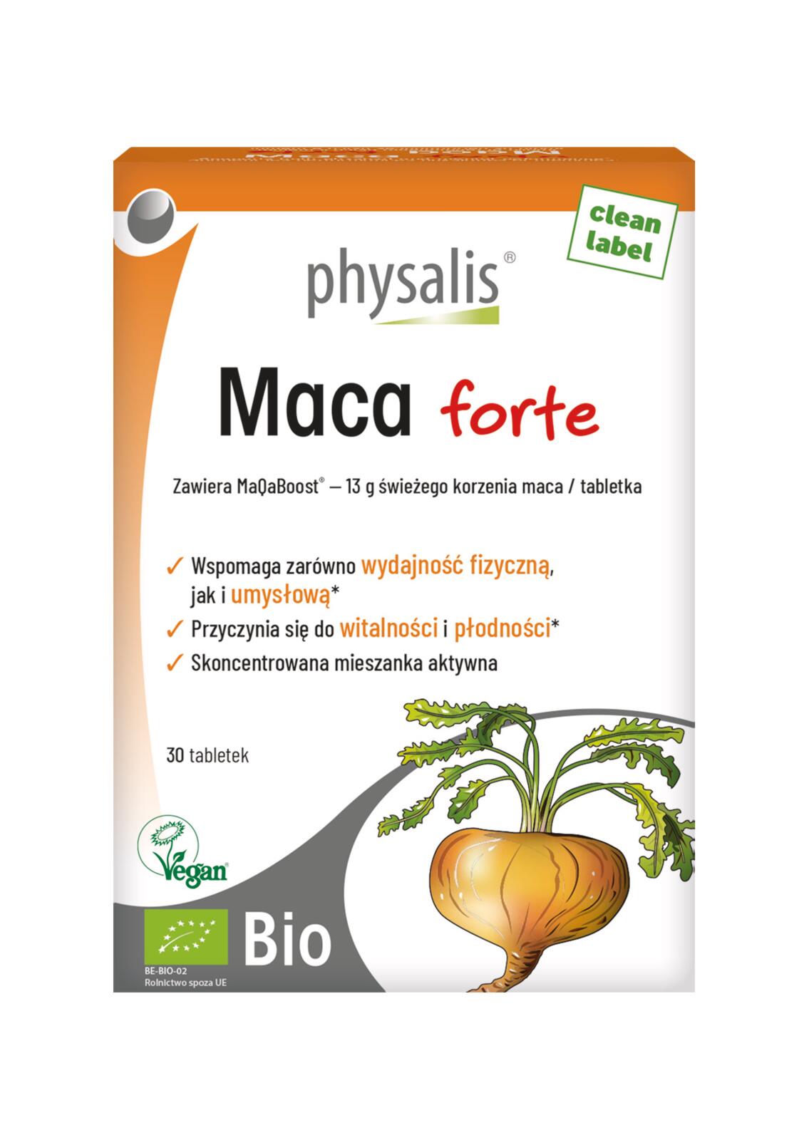 MACA FORTE EKSTRAKT BIO (650 mg) 30 TABLETEK - PHYSALIS