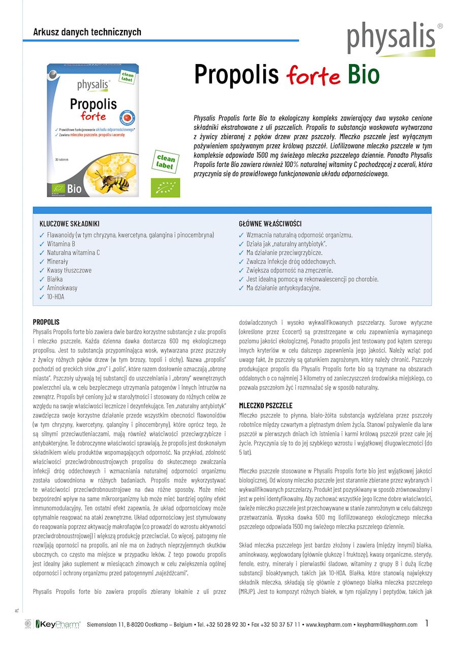 PROPOLIS FORTE EKSTRAKT BIO 30 TABLETEK - PHYSALIS