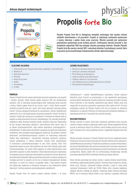 PROPOLIS FORTE EKSTRAKT BIO 30 TABLETEK - PHYSALIS