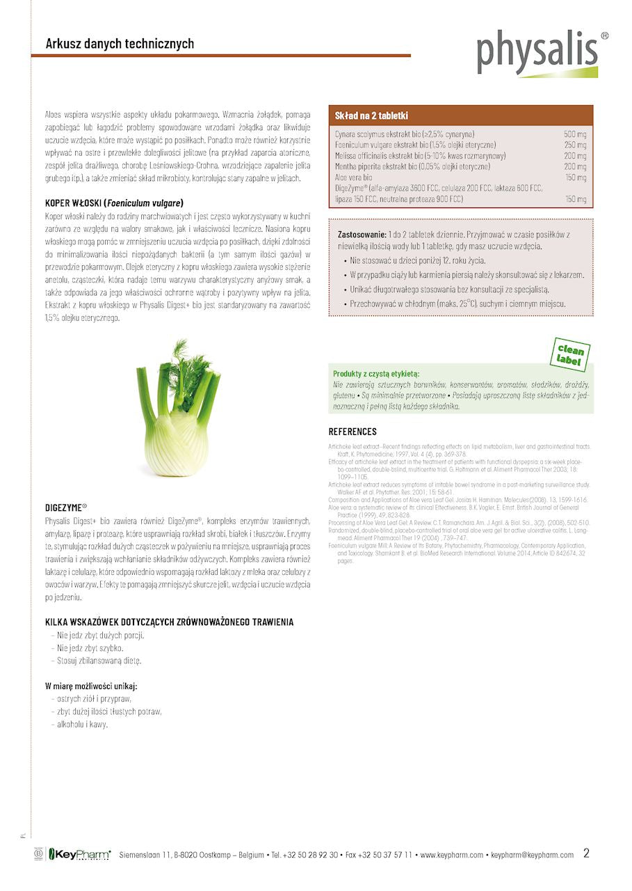 TABLETKI NA WSPARCIE TRAWIENIA (DIGEST+) BIO 30 szt. - PHYSALIS