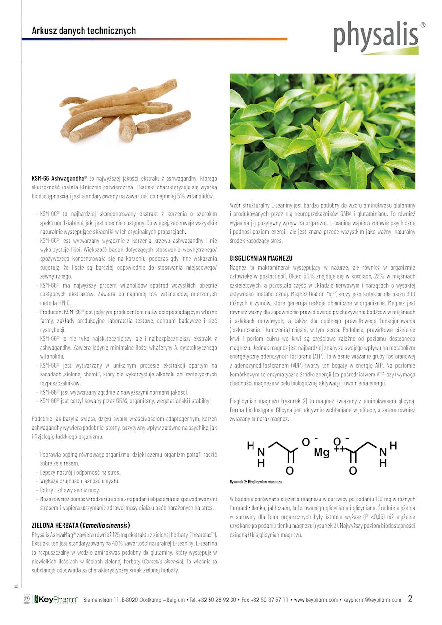 ASHWAGANDHA + MAGNEZ 30 TABLETEK - PHYSALIS