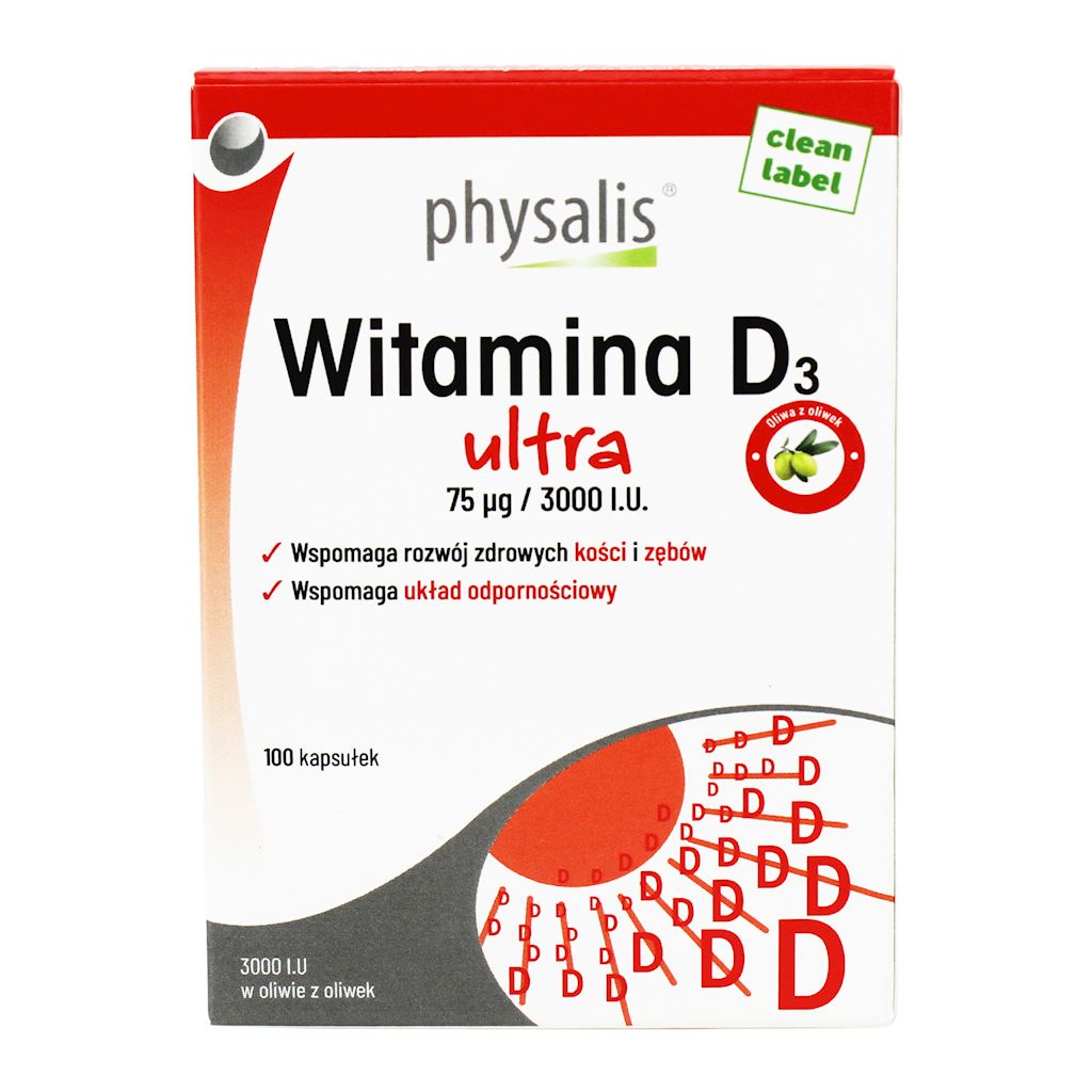 WITAMINA D3 ULTRA 75 mcg (3000 j.m) 100 KAPSUŁEK - PHYSALIS