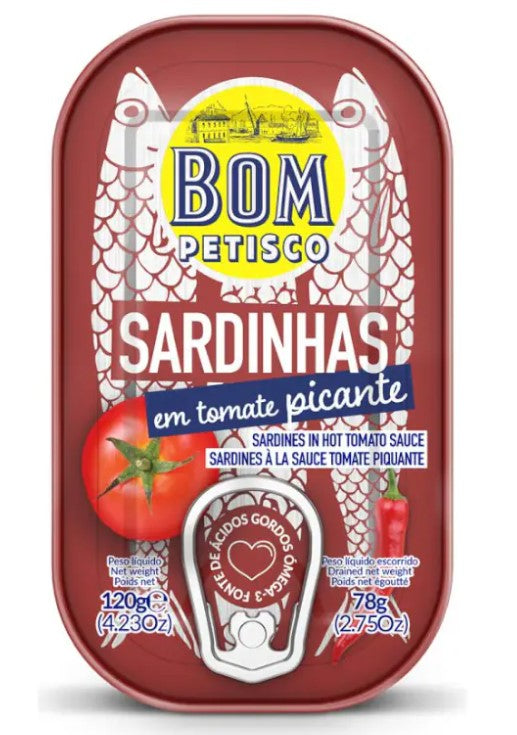 SARDYNKI PORTUGALSKIE W PIKANTNYM SOSIE POMIDOROWYM 120 g - BOM PETISCO