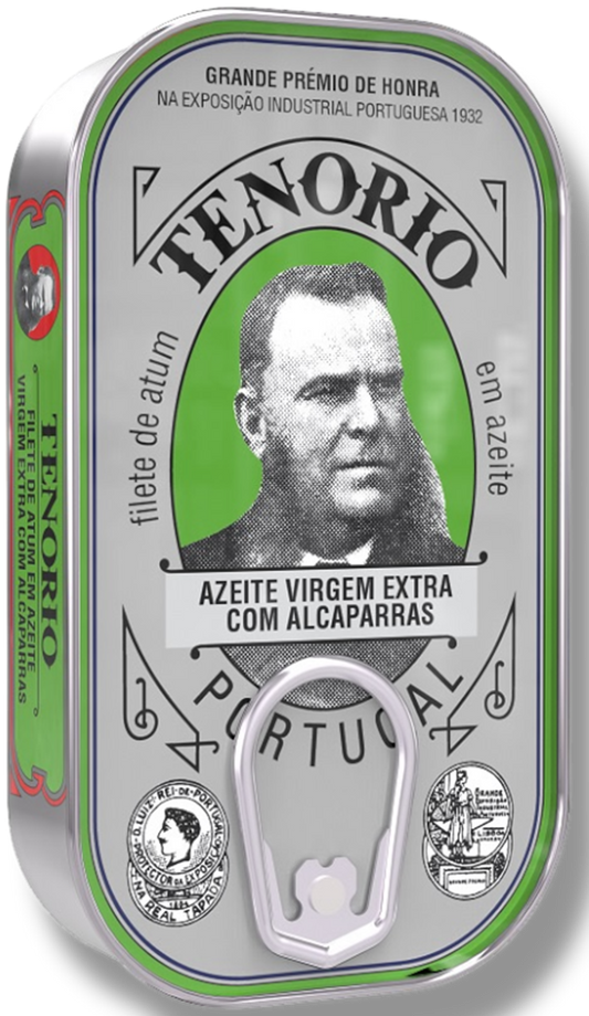 TUŃCZYK PŁATY W OLIWIE Z OLIWEK EXTRA VIRGIN Z KAPARAMI 120 g - TENORIO