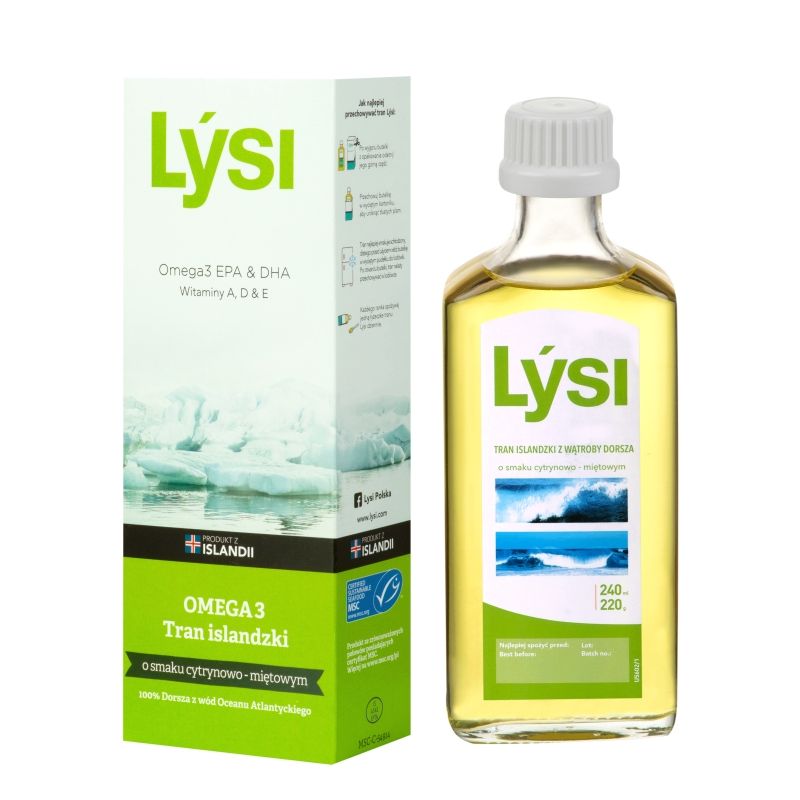 TRAN ISLANDZKI MSC OMEGA-3 (1080 mg) O SMAKU CYTRYNOWO - MIĘTOWYM 240...