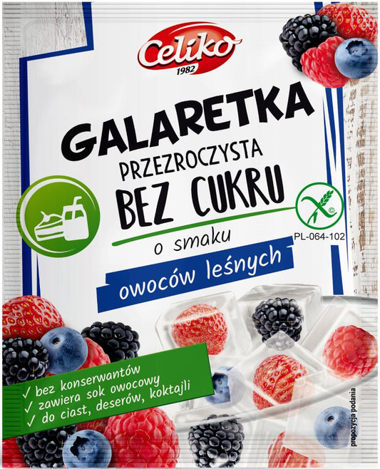 GALARETKA PRZEZROCZYSTA BEZ CUKRU O SMAKU OWOCÓW LEŚNYCH BEZGLUTENOWA...