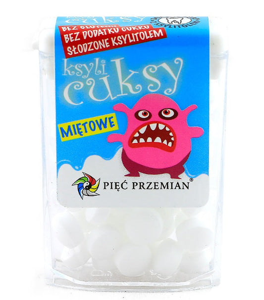 CUKIERKI Z KSYLITOLU KSYLICUKSY O SMAKU MIĘTOWYM BEZGLUTENOWE 13 g...