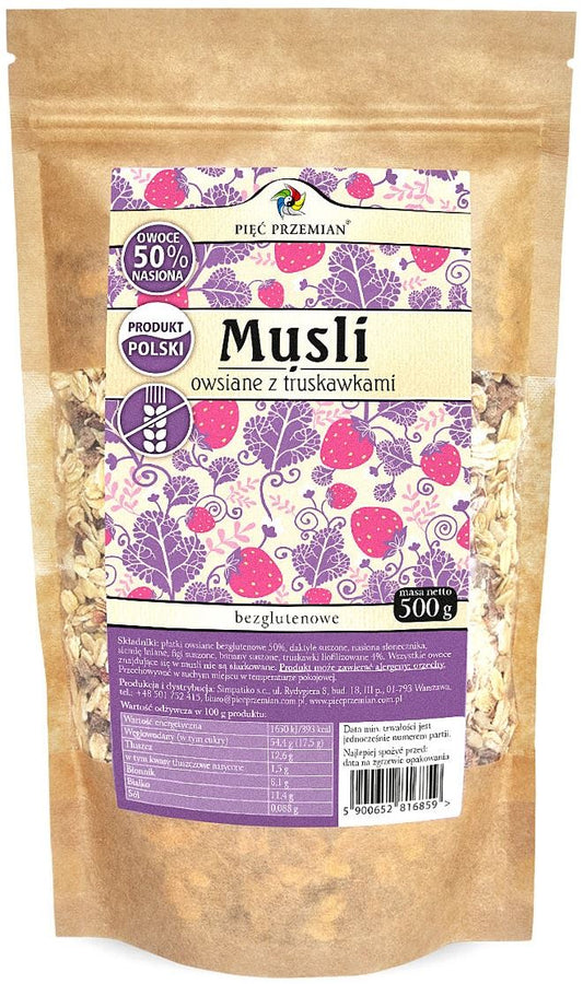 MUSLI OWSIANE TRUSKAWKOWE BEZ DODATKU CUKRÓW BEZGLUTENOWE 500 g...
