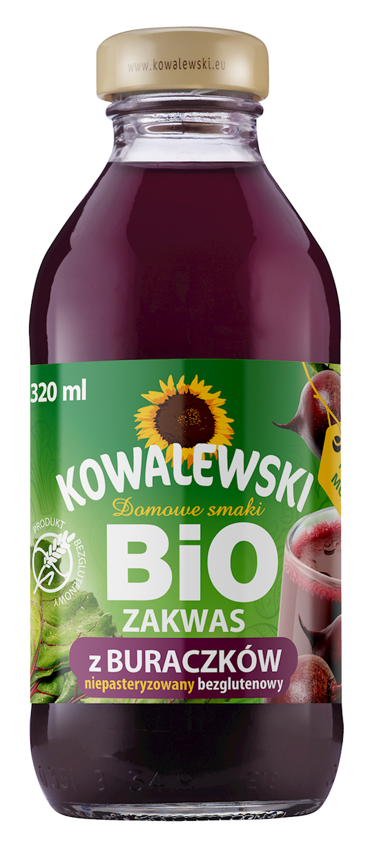 ZAKWAS Z BURAKÓW ĆWIKŁOWYCH NIEPASTERYZOWANY BEZGLUTENOWY BIO 320 ml...