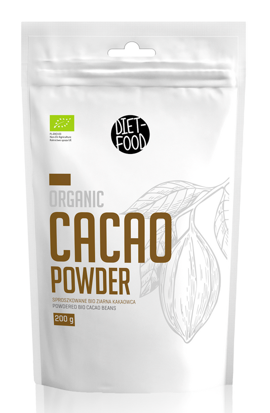 KAKAO SPROSZKOWANE ODTŁUSZCZONE BIO 200 g - DIET-FOOD