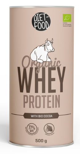 BIAŁKO SERWATKOWE Z KAKAO (KONCENTRAT WPC 77) BIO 500 g - DIET-FOOD