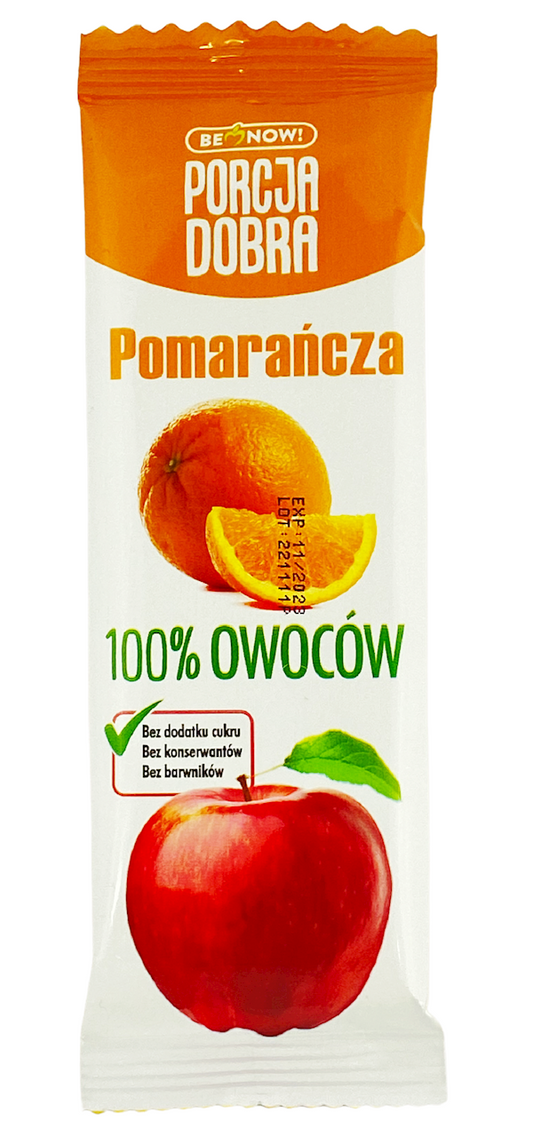 PRZEKĄSKA JABŁKOWO - POMARAŃCZOWA BEZ DODATKU CUKRÓW 16 g - PORCJA...