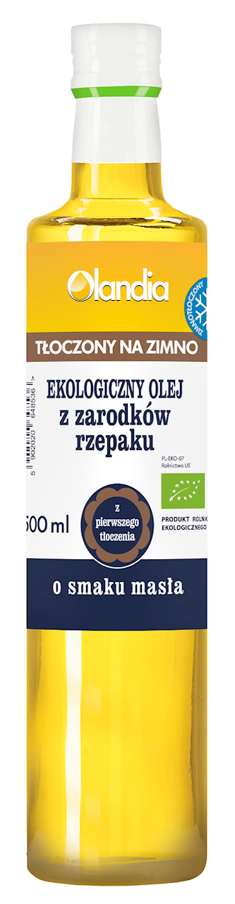 OLEJ Z ZARODKÓW RZEPAKU O SMAKU MASŁA TŁOCZONY NA ZIMNO BIO 500 ml...