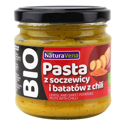 PASTA Z SOCZEWICY I BATATÓW Z CHILI BIO 185 g - NATURAVENA