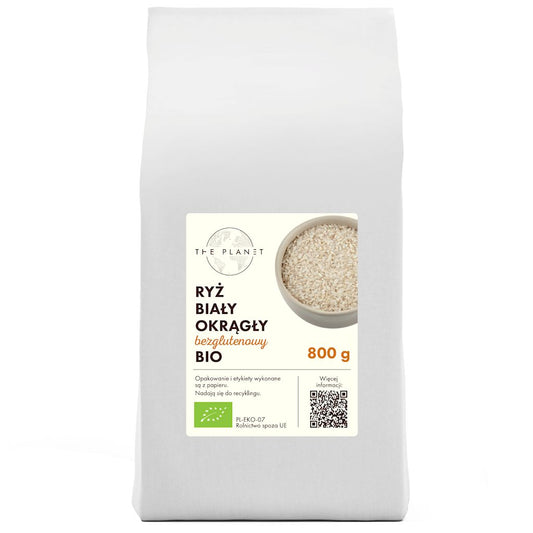 RYŻ BIAŁY OKRĄGŁY BEZGLUTENOWY BIO 800 g - THE PLANET