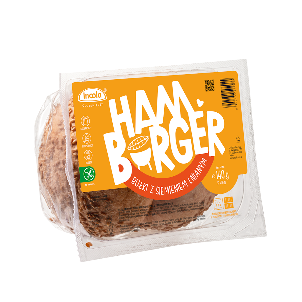 BUŁKI DO HAMBURGERÓW Z SIEMIENIEM LNIANYM BEZGLUTENOWE (2 szt.) 140 g...