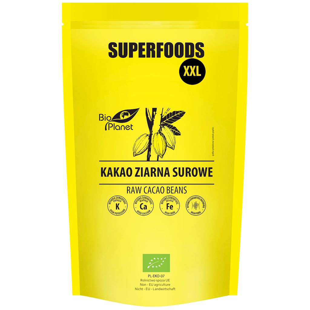 KAKAO ZIARNA SUROWE BIO 600 g - BIO PLANET SUPERFOODS