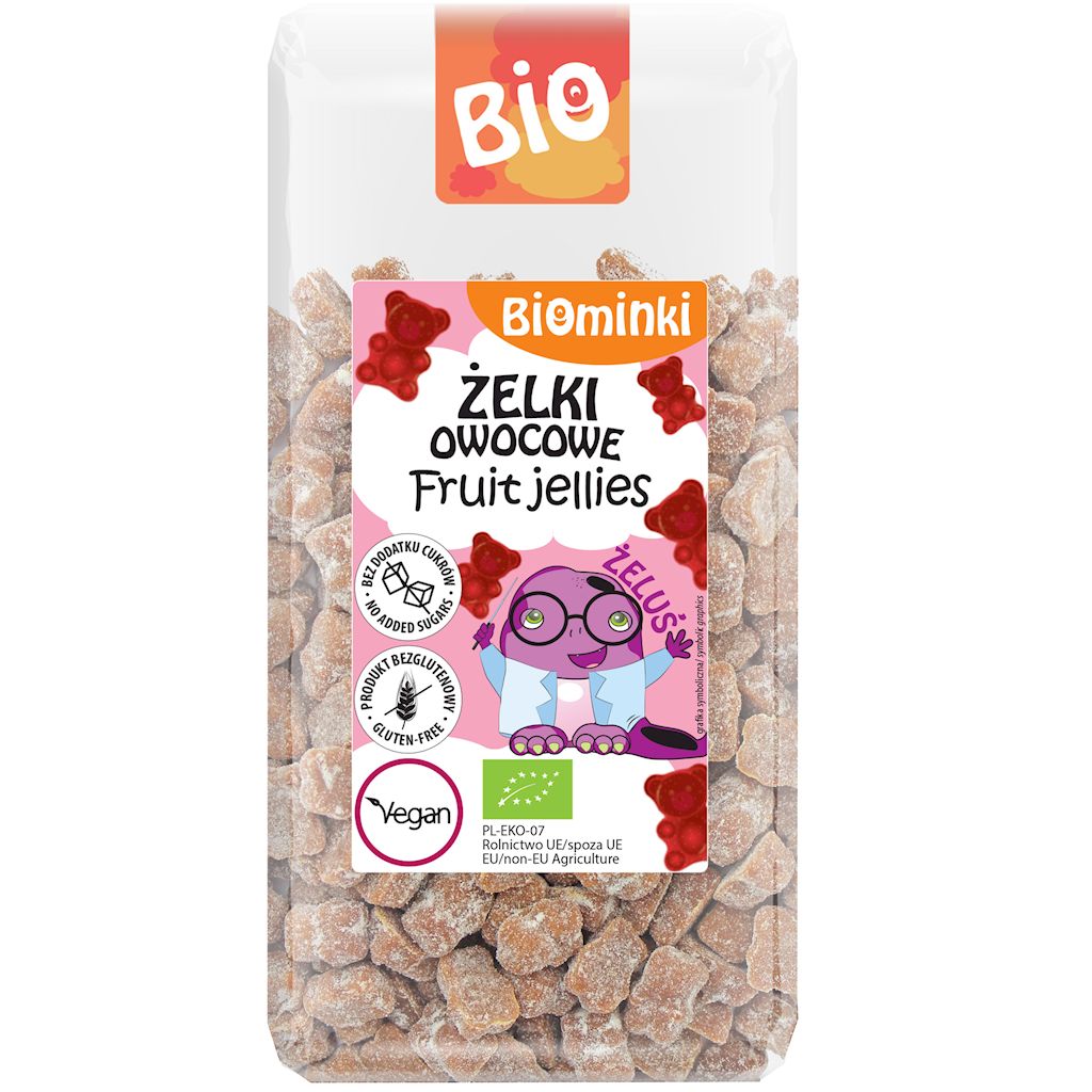 ŻELKI OWOCOWE BEZ DODATKU CUKRÓW BEZGLUTENOWE BIO 400 g - BIOMINKI