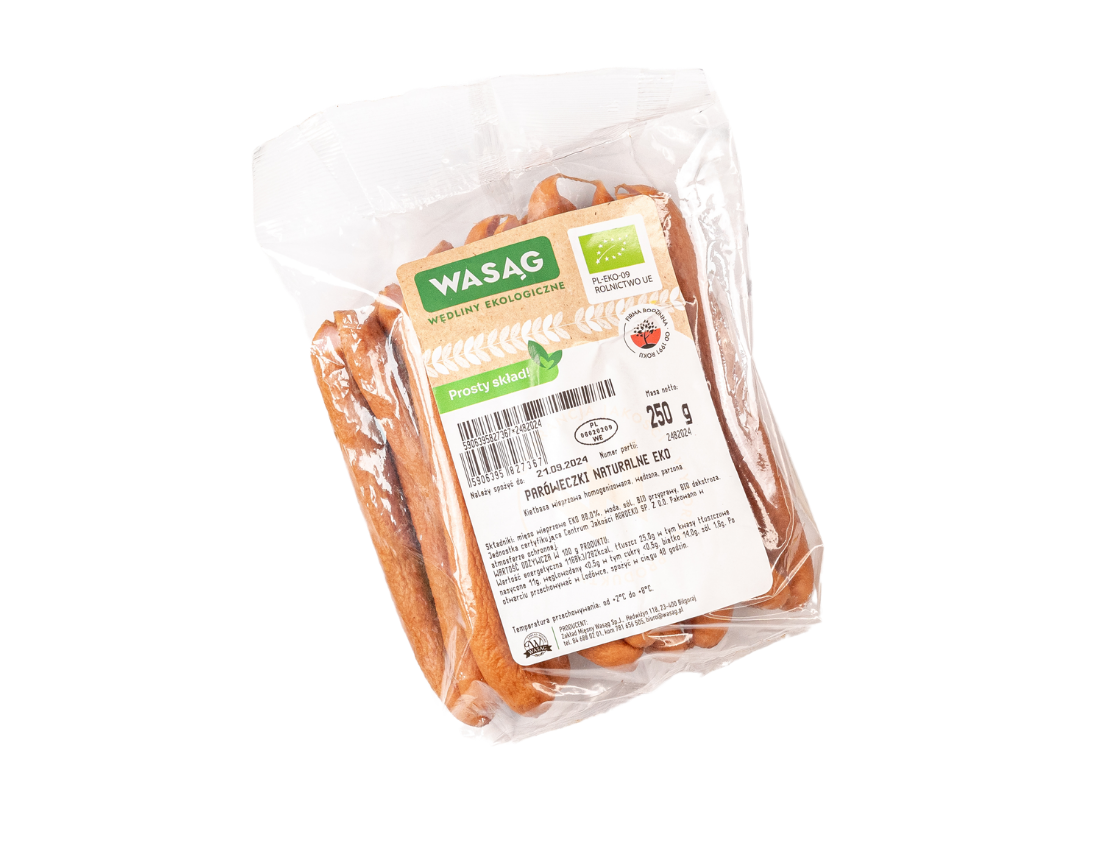 PARÓWKI NATURALNE BIO 250 g - WASĄG (Z PÓŁKI)