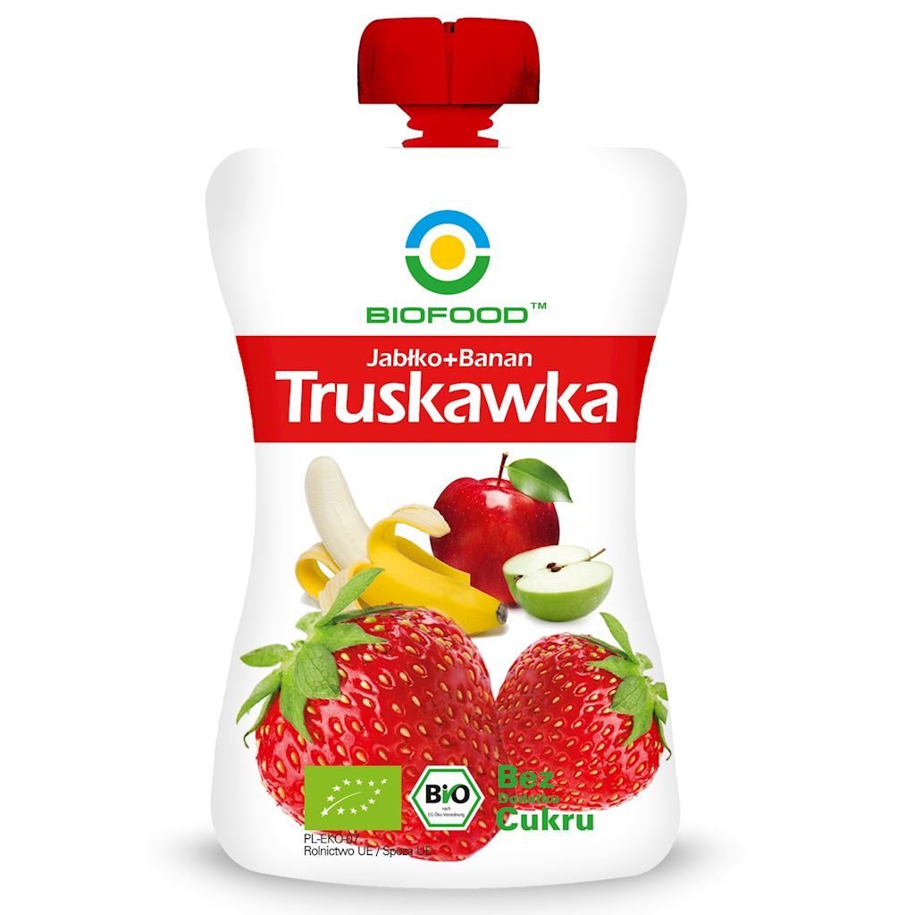 MUS JABŁKO - BANAN - TRUSKAWKA BEZ DODATKU CUKRÓW BEZGLUTENOWY BIO...
