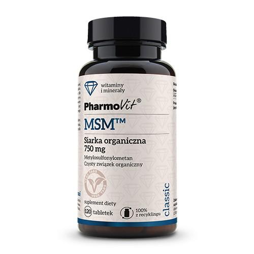MSM SIARKA ORGANICZNA (750 mg) BEZGLUTENOWA 120 TABLETEK - PHARMOVIT...