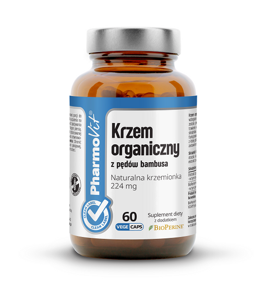 KRZEM ORGANICZNY Z PĘDÓW BAMBUSA (224 mg) BEZGLUTENOWY 60 KAPSUŁEK...