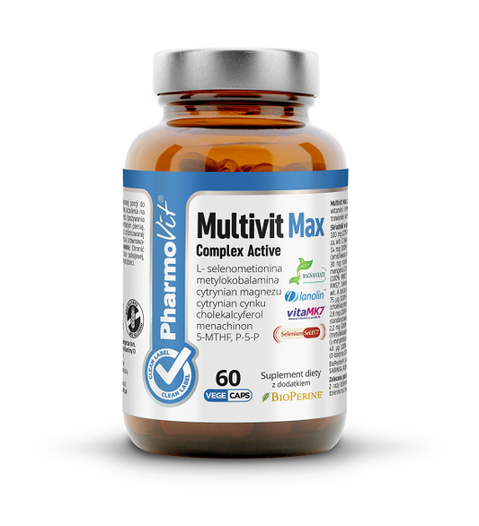 MULTIWITAMINA (MULTIVIT MAX COMPLEX ACTIVE) BEZGLUTENOWE 60 KAPSUŁEK...