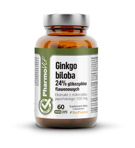 MIŁORZĄB JAPOŃSKI - GINKGO BILOBA EKSTRAKT (100 mg) BEZGLUTENOWY 60...