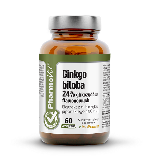 MIŁORZĄB JAPOŃSKI - GINKGO BILOBA EKSTRAKT (100 mg) BEZGLUTENOWY 60...