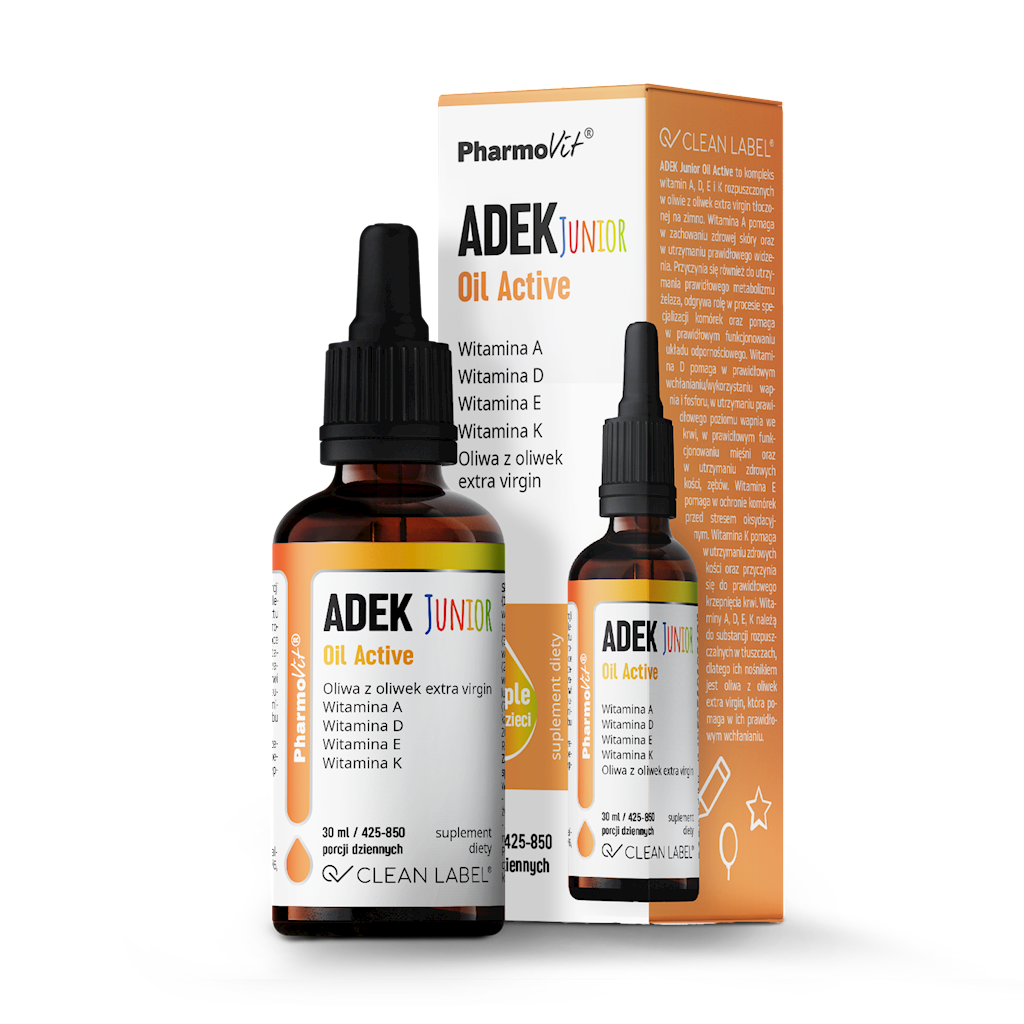 WITAMINA ADEK JUNIOR DLA DZIECI W KROPLACH BEZGLUTENOWE 30 ml...