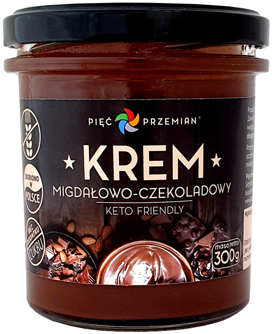 KREM MIGDAŁOWO - CZEKOLADOWY BEZ DODATKU CUKRÓW BEZGLUTENOWY KETO 300...