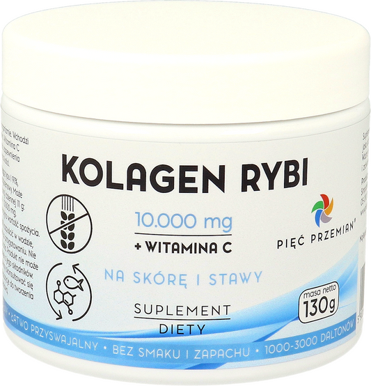 KOLAGEN RYBI + WITAMINA C W PROSZKU BEZGLUTENOWY 130 g - PIĘĆ PRZEMIAN